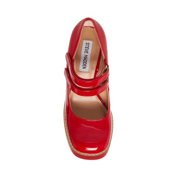 Steve Madden Twice Patent Women's Heels Red | SM-208YR