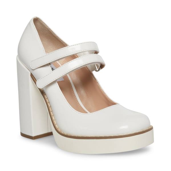 Steve Madden Twice Patent Women's Heels White | SM-402DW