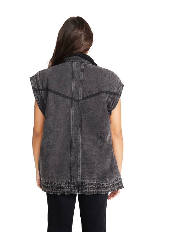 Steve Madden Utility Vest Women's Jackets Black | SM-290RF