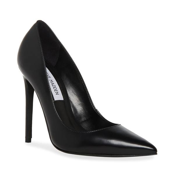 Steve Madden Valentina Leather Women's Heels Black | SM-615EW