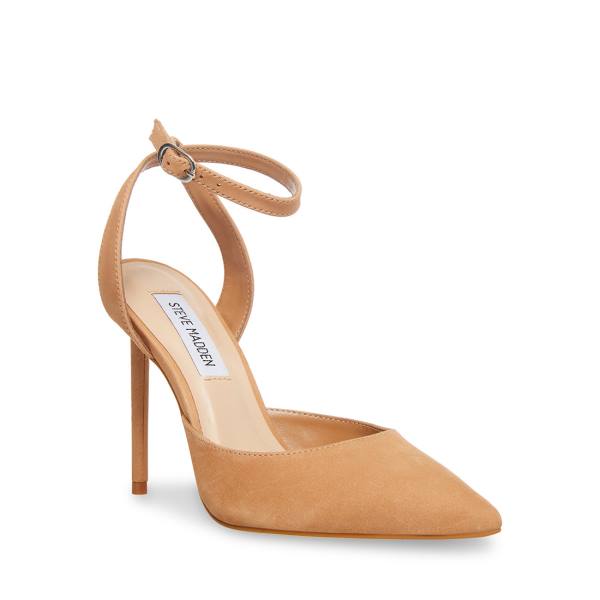 Steve Madden Vase Camel Nubuck Women's Heels Brown | SM-861GF