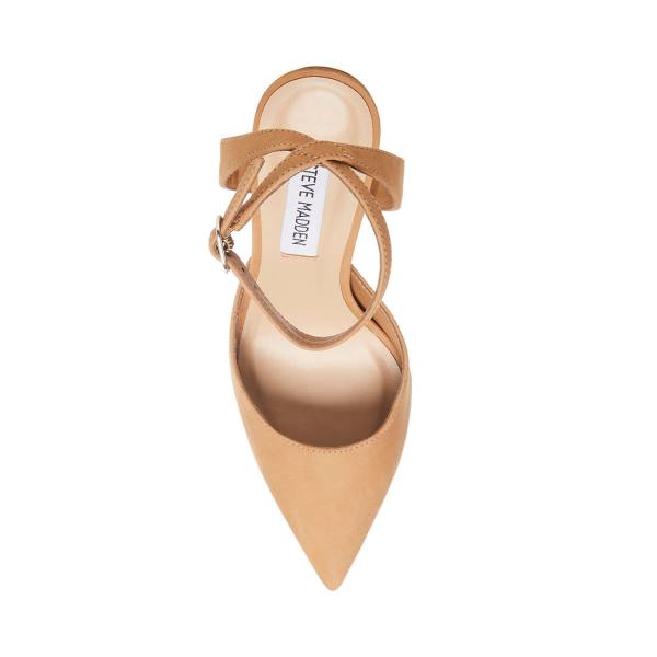 Steve Madden Vase Camel Nubuck Women's Heels Brown | SM-861GF