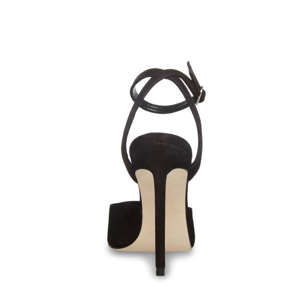 Steve Madden Vase Nubuck Women's Heels Black | SM-319XN