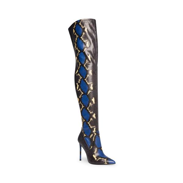 Steve Madden Vava Snake Women's Boots Blue Snake | SM-683XA