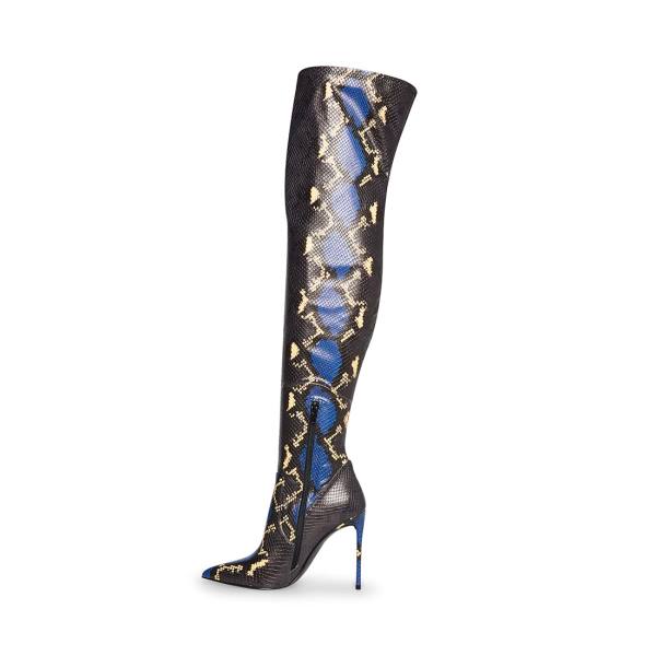 Steve Madden Vava Snake Women's Boots Blue Snake | SM-683XA