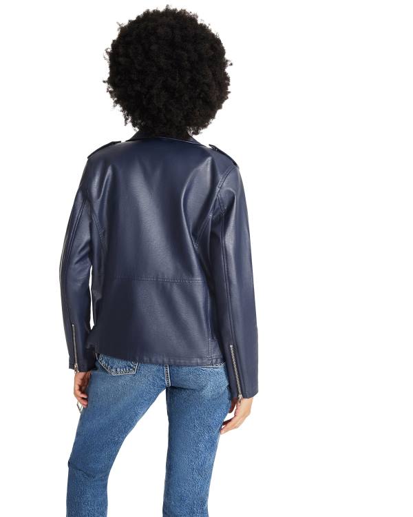 Steve Madden Vegan Leather Women's Jackets Navy | SM-846ND