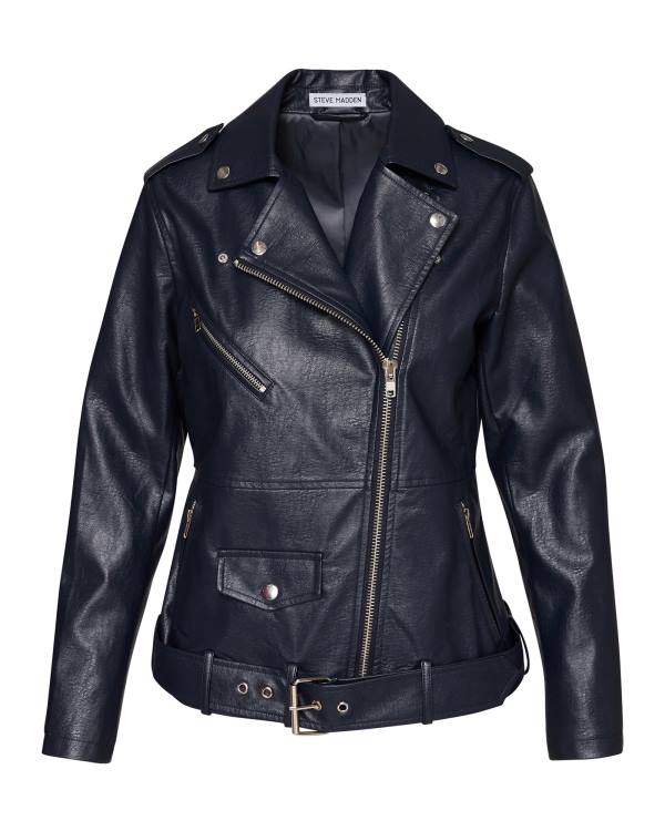 Steve Madden Vegan Leather Women's Jackets Navy | SM-846ND