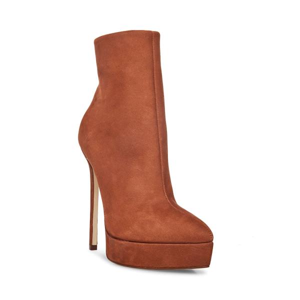 Steve Madden Velina Nubuck Women's Booties Brown | SM-512NU