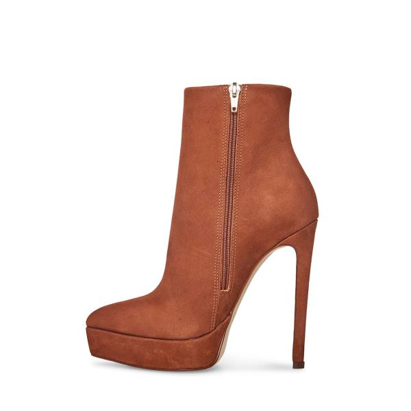 Steve Madden Velina Nubuck Women's Booties Brown | SM-512NU