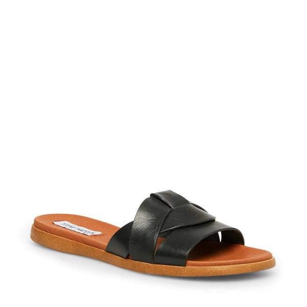 Steve Madden Vivien Leather Women's Sandals Black | SM-635XD