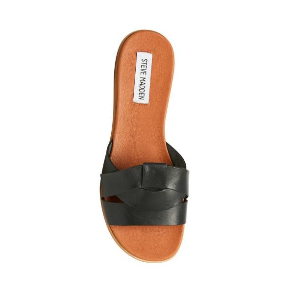 Steve Madden Vivien Leather Women's Sandals Black | SM-635XD