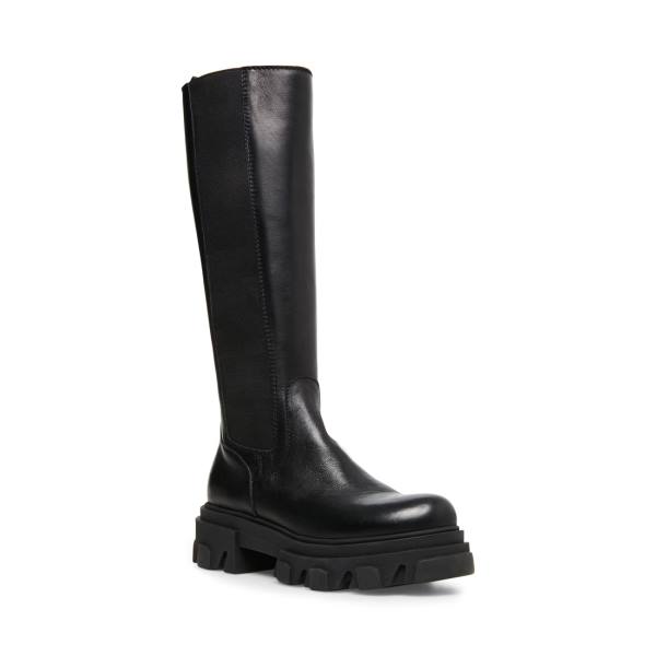 Steve Madden Wayde Leather Women's Boots Black | SM-845JA