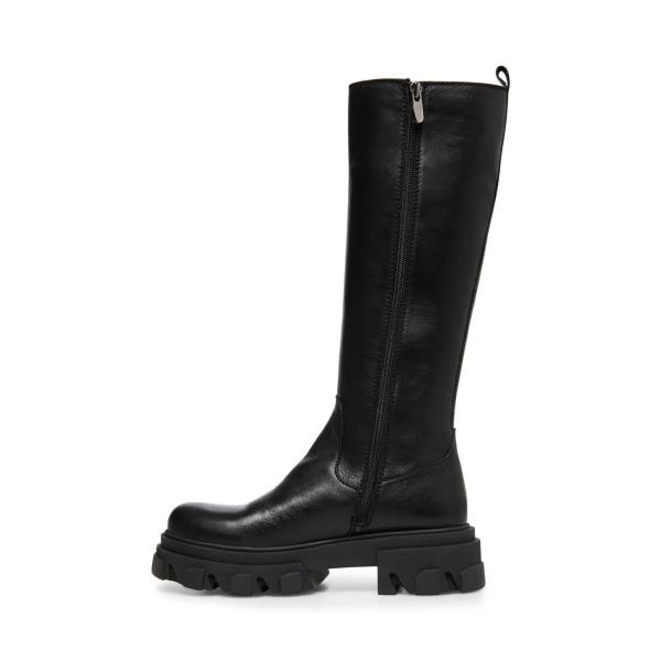 Steve Madden Wayde Leather Women's Boots Black | SM-845JA