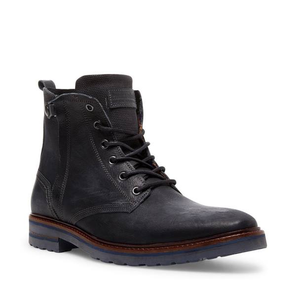 Steve Madden Wellington Leather Men's Boots Black | SM-013KW