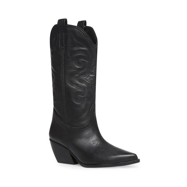 Steve Madden West Leather Women's Boots Black | SM-309ZP