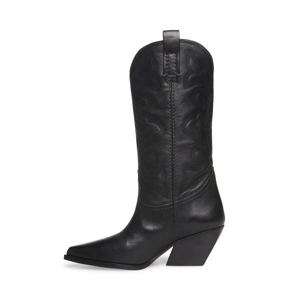 Steve Madden West Leather Women's Boots Black | SM-309ZP