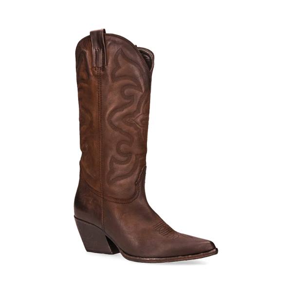 Steve Madden West Leather Women's Boots Brown | SM-673DQ