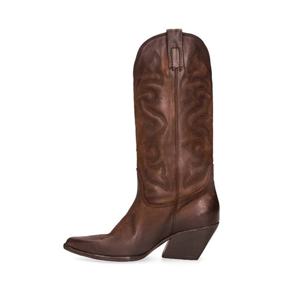 Steve Madden West Leather Women's Boots Brown | SM-673DQ