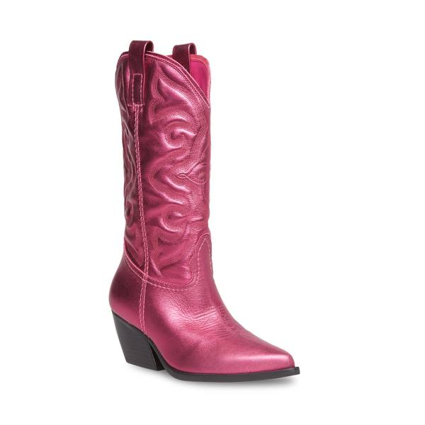 Steve Madden West Metallic Women's Boots Pink Metal | SM-283GT