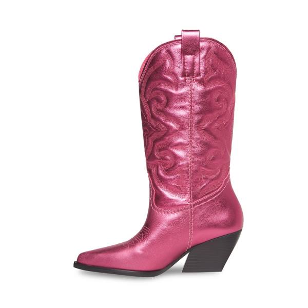 Steve Madden West Metallic Women's Boots Pink Metal | SM-283GT