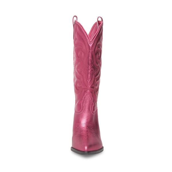 Steve Madden West Metallic Women's Boots Pink Metal | SM-283GT