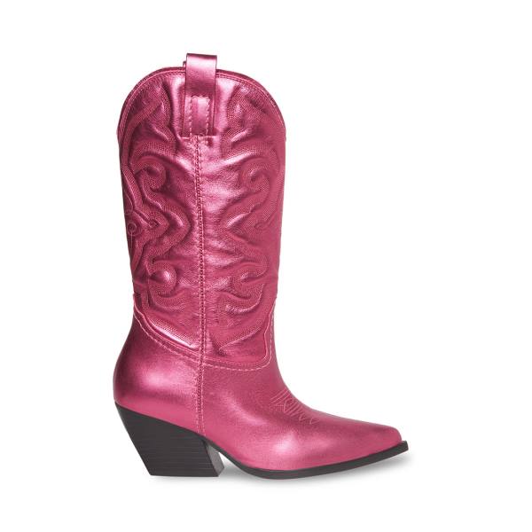 Steve Madden West Metallic Women\'s Boots Pink Metal | SM-283GT