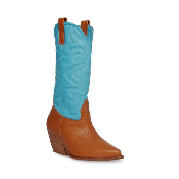 Steve Madden West Tan Women's Boots Brown Blue | SM-214KD