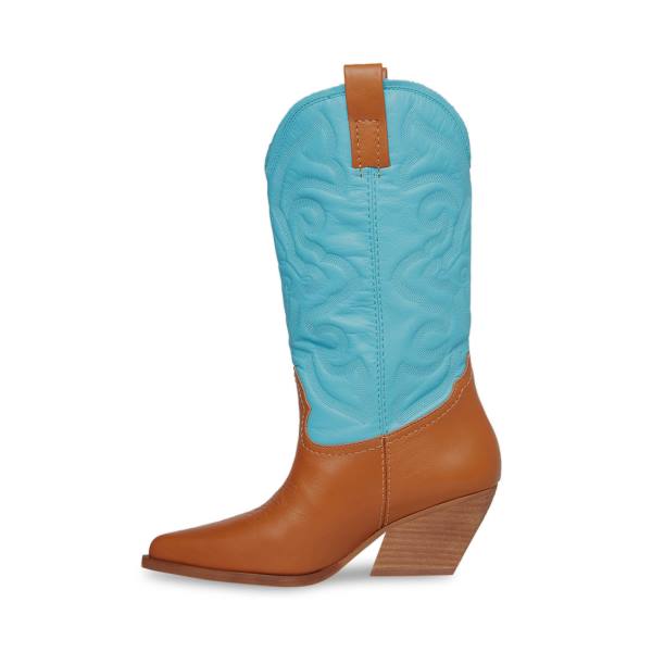 Steve Madden West Tan Women's Boots Brown Blue | SM-214KD