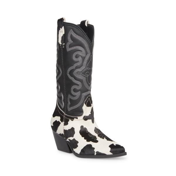 Steve Madden West Women's Boots Black White | SM-754FQ