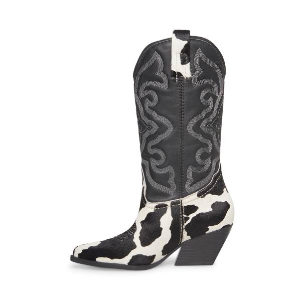 Steve Madden West Women's Boots Black White | SM-754FQ