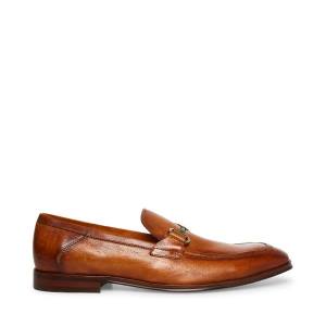 Steve Madden Aahron Tan Leather Men's Dress Shoes Brown | SM-524HO