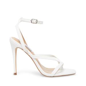 Steve Madden Amada Leather Women's Heels White | SM-873JD