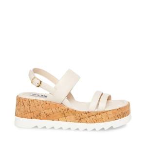 Steve Madden Athena Leather Women's Sandals White | SM-948YU