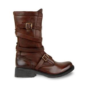 Steve Madden Banddit Leather Women's Booties Brown | SM-263NH