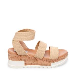 Steve Madden Bandi Natural Raffia Women's Sandals Beige | SM-952WM