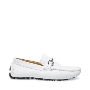 Steve Madden Brimley Leather Men's Sneakers White | SM-674JU