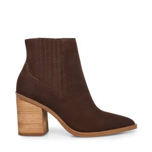 Steve Madden Catreena Nubuck Women's Booties Brown | SM-098BE