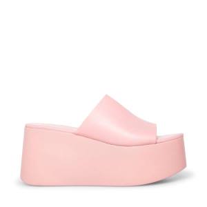 Steve Madden Christa Leather Women's Sandals Pink | SM-465RB