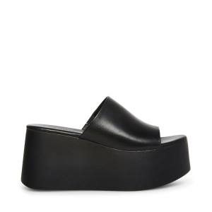 Steve Madden Christa Leather Women's Sandals Black | SM-510KP