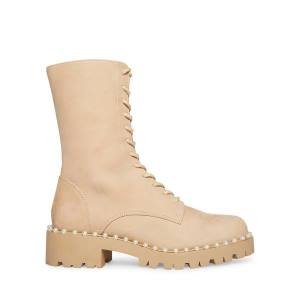 Steve Madden Conrad Bone Nubuck Women's Booties Beige | SM-594MF