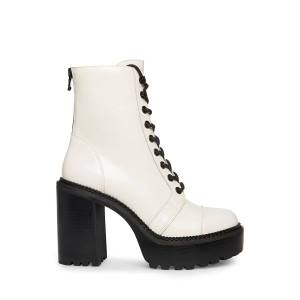 Steve Madden Core Leather Women's Booties White | SM-350IG