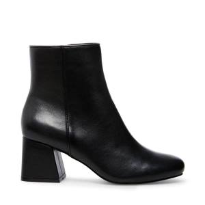 Steve Madden Davist Leather Women's Booties Black | SM-709SP