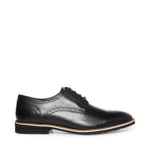 Steve Madden Derbyy Leather Men's Dress Shoes Black | SM-147PI