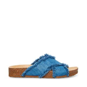 Steve Madden Devyn Denim Fabric Women's Sandals Blue | SM-674KF