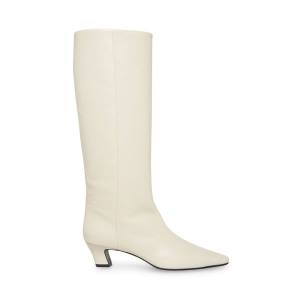 Steve Madden Empire Leather Women's Boots White | SM-284HF