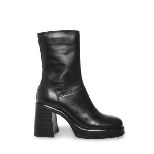 Steve Madden Fantsie Leather Women's Booties Black | SM-341FK