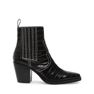 Steve Madden Geniva Crocodile Women's Booties Black | SM-178FB