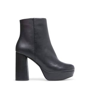 Steve Madden Grate Leather Women's Booties Black | SM-180OH