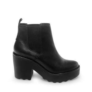 Steve Madden Gretta Leather Women's Booties Black | SM-834SB