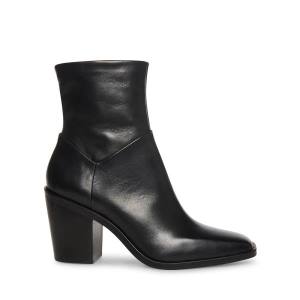 Steve Madden Harmen Leather Women's Booties Black | SM-721QD